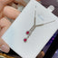14K GOLD 0.7 CT NATURAL RUBY & DIAMOND & SAPPHIRE NECKLACE