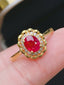 14K GOLD 0.8 CT NATURAL RUBY & DIAMOND RING