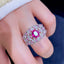 14K GOLD 1.2 CT NATURAL RUBY & SAPPHIRE & DIAMOND RING
