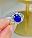 14K GOLD 3 CT NATURAL SAPPHIRE & DIAMOND RING
