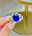 14K GOLD 3 CT NATURAL SAPPHIRE & DIAMOND RING