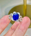 14K GOLD 3 CT NATURAL SAPPHIRE & DIAMOND RING