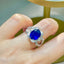 14K GOLD 3 CT NATURAL SAPPHIRE & DIAMOND RING