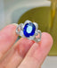 14K GOLD 3 CT NATURAL SAPPHIRE & DIAMOND RING