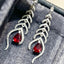 14K GOLD 1.15 CT NATURAL RUBY & DIAMOND & SAPPHIRE EARRINGS