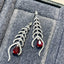 14K GOLD 1.15 CT NATURAL RUBY & DIAMOND & SAPPHIRE EARRINGS