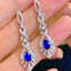 14K GOLD 1.3 CT NATURAL SAPPHIRE & DIAMOND EARRINGS