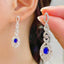 14K GOLD 1.3 CT NATURAL SAPPHIRE & DIAMOND EARRINGS