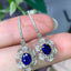14K GOLD 1.05 CT NATURAL SAPPHIRE & DIAMOND & SAPPHIRE EARRINGS