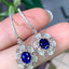 14K GOLD 1.05 CT NATURAL SAPPHIRE & DIAMOND & SAPPHIRE EARRINGS