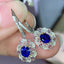 14K GOLD 1.05 CT NATURAL SAPPHIRE & DIAMOND & SAPPHIRE EARRINGS