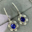 14K GOLD 1.05 CT NATURAL SAPPHIRE & DIAMOND & SAPPHIRE EARRINGS