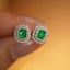 14K GOLD 0.4 CT NATURAL EMERALD & DIAMOND EARRINGS