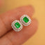 14K GOLD 0.4 CT NATURAL EMERALD & DIAMOND EARRINGS