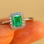 14K GOLD 0.88 CTW NATURAL EMERALD & DIAMOND RING