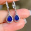 14K GOLD 1.68 CT NATURAL SAPPHIRE & DIAMOND & SAPPHIRE EARRINGS