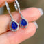 14K GOLD 1.68 CT NATURAL SAPPHIRE & DIAMOND & SAPPHIRE EARRINGS