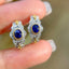 14K GOLD 0.85 CT NATURAL SAPPHIRE & DIAMOND EARRINGS