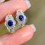 14K GOLD 0.85 CT NATURAL SAPPHIRE & DIAMOND EARRINGS