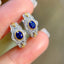 14K GOLD 0.85 CT NATURAL SAPPHIRE & DIAMOND EARRINGS