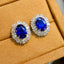 14K GOLD 4.89 CTW NATURAL SAPPHIRE & DIAMOND EARRINGS