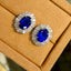 14K GOLD 4.89 CTW NATURAL SAPPHIRE & DIAMOND EARRINGS