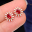 14K GOLD 0.85 CTW NATURAL RUBY & DIAMOND EARRINGS