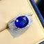 14K GOLD 3.5 CT NATURAL SAPPHIRE & DIAMOND RING