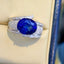14K GOLD 3.5 CT NATURAL SAPPHIRE & DIAMOND RING