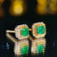 14K GOLD 0.5 CT NATURAL EMERALD & DIAMOND EARRINGS