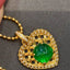 14K GOLD 1.5 CT NATURAL EMERALD & DIAMOND PENDANT( WITHOUT CHAIN )