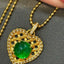 14K GOLD 1.5 CT NATURAL EMERALD & DIAMOND PENDANT( WITHOUT CHAIN )