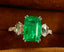 14K GOLD 3.55 CT VIVID GREEN NATURAL EMERALD & DIAMOND RING