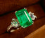 14K GOLD 3.55 CT VIVID GREEN NATURAL EMERALD & DIAMOND RING