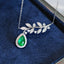14K GOLD 1.05 CTW VIVID GREEN NATURAL EMERALD & DIAMOND NECKLACE