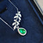 14K GOLD 1.05 CTW VIVID GREEN NATURAL EMERALD & DIAMOND NECKLACE