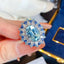 14K GOLD 7.64 CTW NATURAL AQUAMARINE & DIAMOND RING