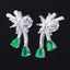 14K GOLD 0.94 CTW VIVID GREEN NATURAL EMERALD & DIAMOND EARRINGS