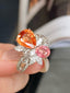 14K GOLD 3.05 CTW NATURAL PADPARADSCHA SAPPHIRE & PADPARADSCHA SAPPHIRE RING