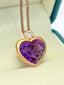 14K GOLD 13.65 CT NATURAL AMETHYST & DIAMOND PENDANT( WITHOUT CHAIN )