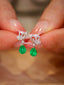 14K GOLD 1.59 CTW VIVID GREEN NATURAL EMERALD & DIAMOND EARRINGS
