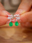 14K GOLD 1.59 CTW VIVID GREEN NATURAL EMERALD & DIAMOND EARRINGS