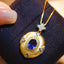 14K GOLD 1.30 CTW NATURAL SAPPHIRE & DIAMOND PENDANT( WITHOUT CHAIN )