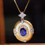 14K GOLD 1.30 CTW NATURAL SAPPHIRE & DIAMOND PENDANT( WITHOUT CHAIN )