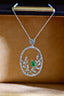 14K GOLD 0.56 CTW VIVID GREEN NATURAL EMERALD & DIAMOND PENDANT( WITHOUT CHAIN )