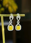 14K GOLD 1.73 CTW NATURAL YELLOW DIAMOND & DIAMOND EARRINGS