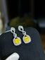 14K GOLD 1.73 CTW NATURAL YELLOW DIAMOND & DIAMOND EARRINGS