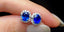 14K GOLD 2.60 CTW VIVID BLUE NATURAL SAPPHIRE & DIAMOND EARRINGS