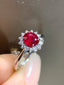 14K GOLD 1.1 CT NATURAL RUBY & DIAMOND RING