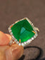 14K GOLD 9.65 CTW VIVID GREEN NATURAL EMERALD & DIAMOND RING/PENDANT( WITHOUT CHAIN )